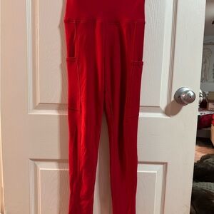 Women's Silver Icing Red High-Waisted fleece Lined leggings